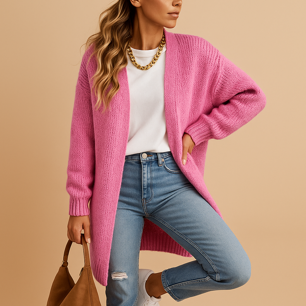 Open Front Classic Women's Knitted Cardigan | Evelien