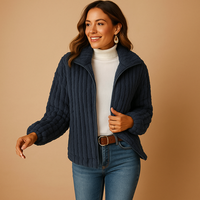 Eveline Women's Long Fleece Vest with Collar