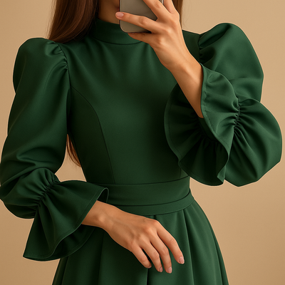 Thalita Women's Elegant Cut Long Dress with Waistband