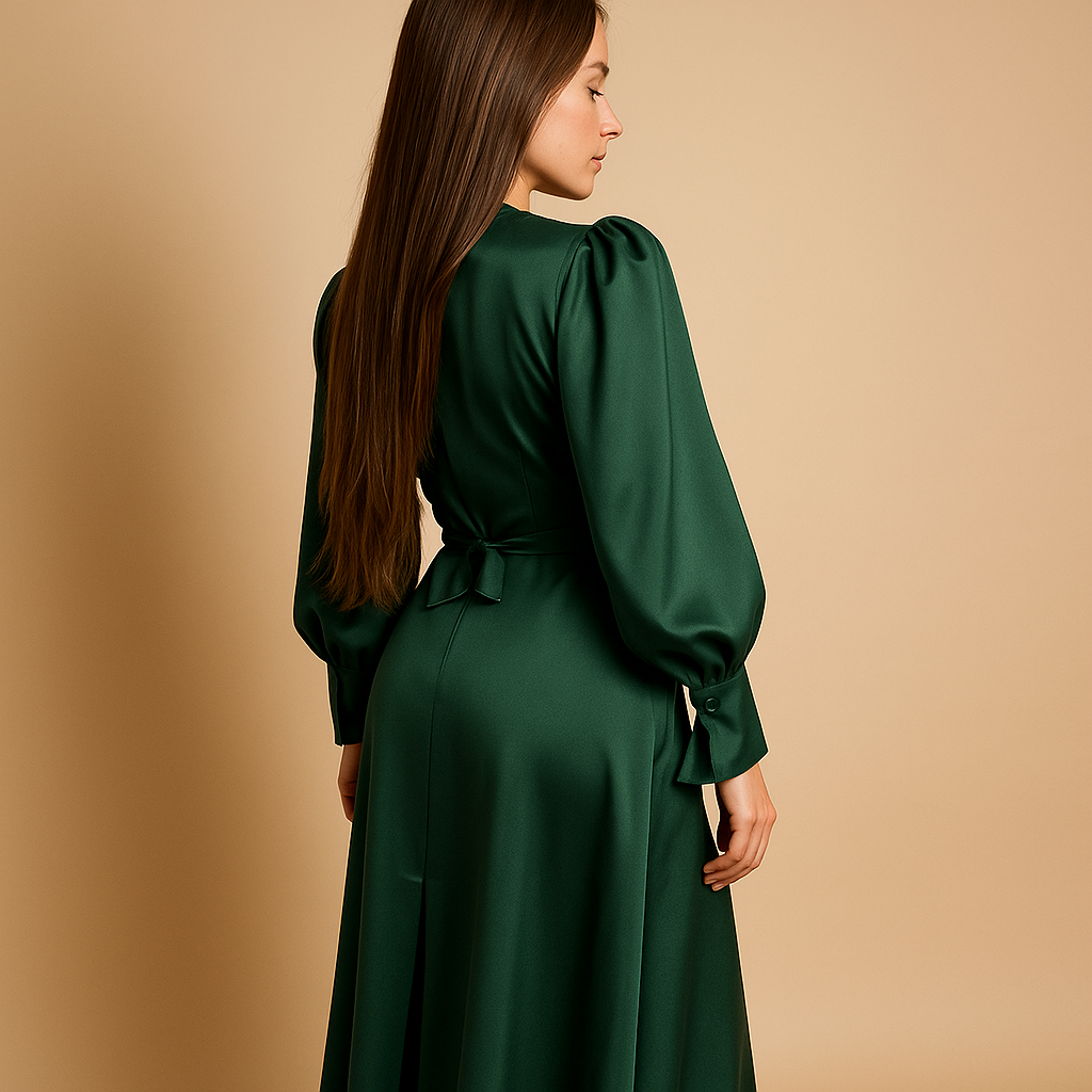 Thalita Women's Elegant Cut Long Dress with Waistband