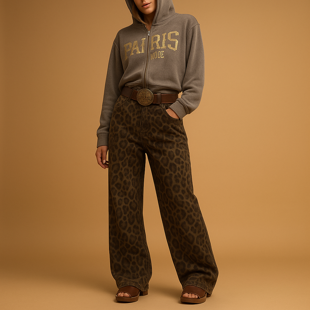 Womens Slim Fit Leopard Print Jeans | Nelly