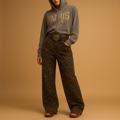 Womens Slim Fit Leopard Print Jeans | Nelly