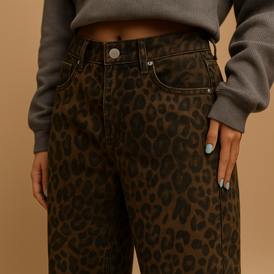 Womens Slim Fit Leopard Print Jeans | Nelly