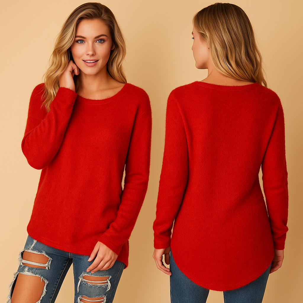 Aniek Women's Lightweight Knitted Sweater with Round Neck