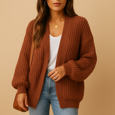 Elina Women's Open Knit Cardigan - Relaxed Fit