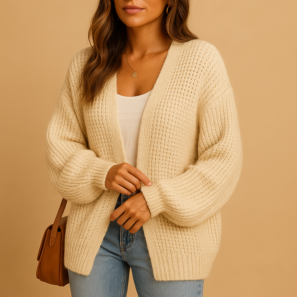 Elina Women's Open Knit Cardigan - Relaxed Fit