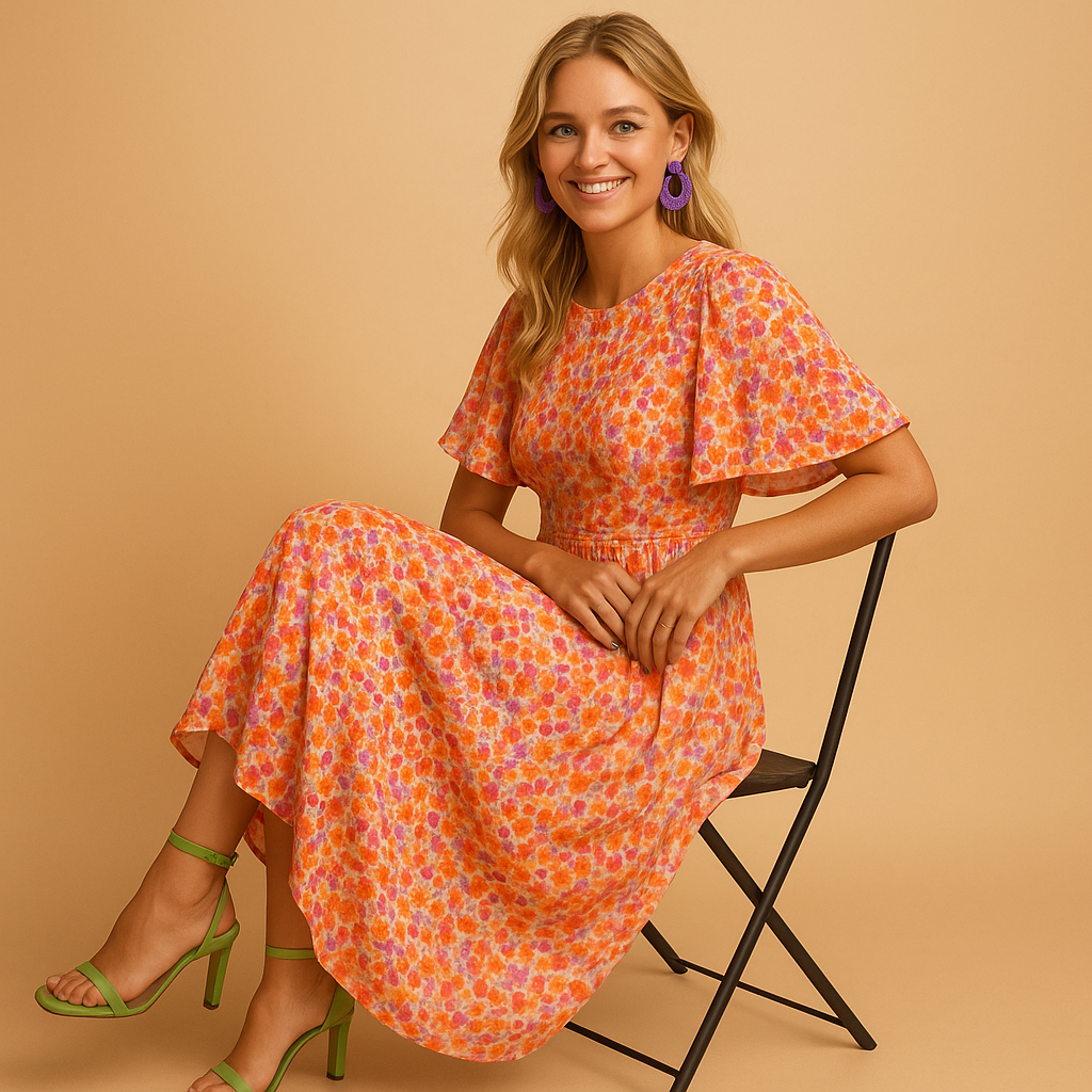 Isabella Women's Floral Print Maxi Summer Dress with V-Neck