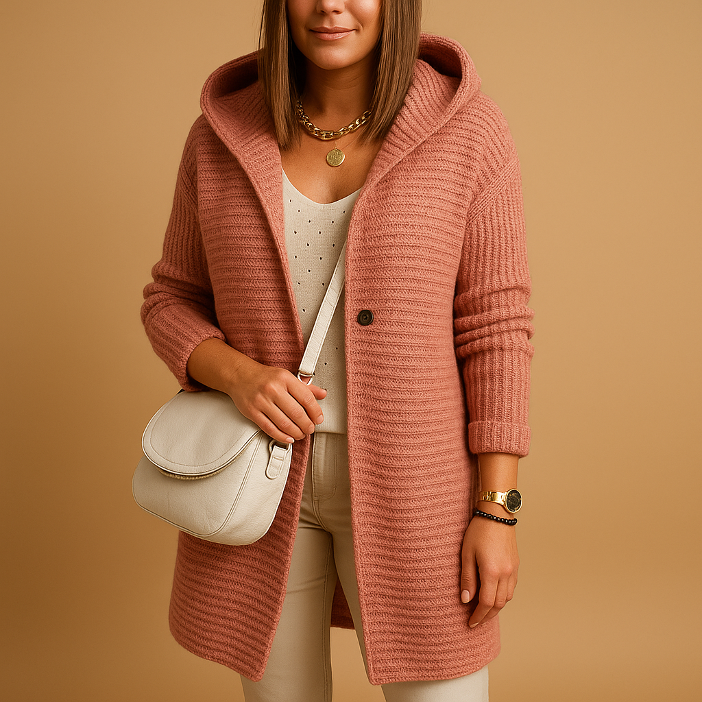 Jolien Long Front Open Knit Cardigan for Women