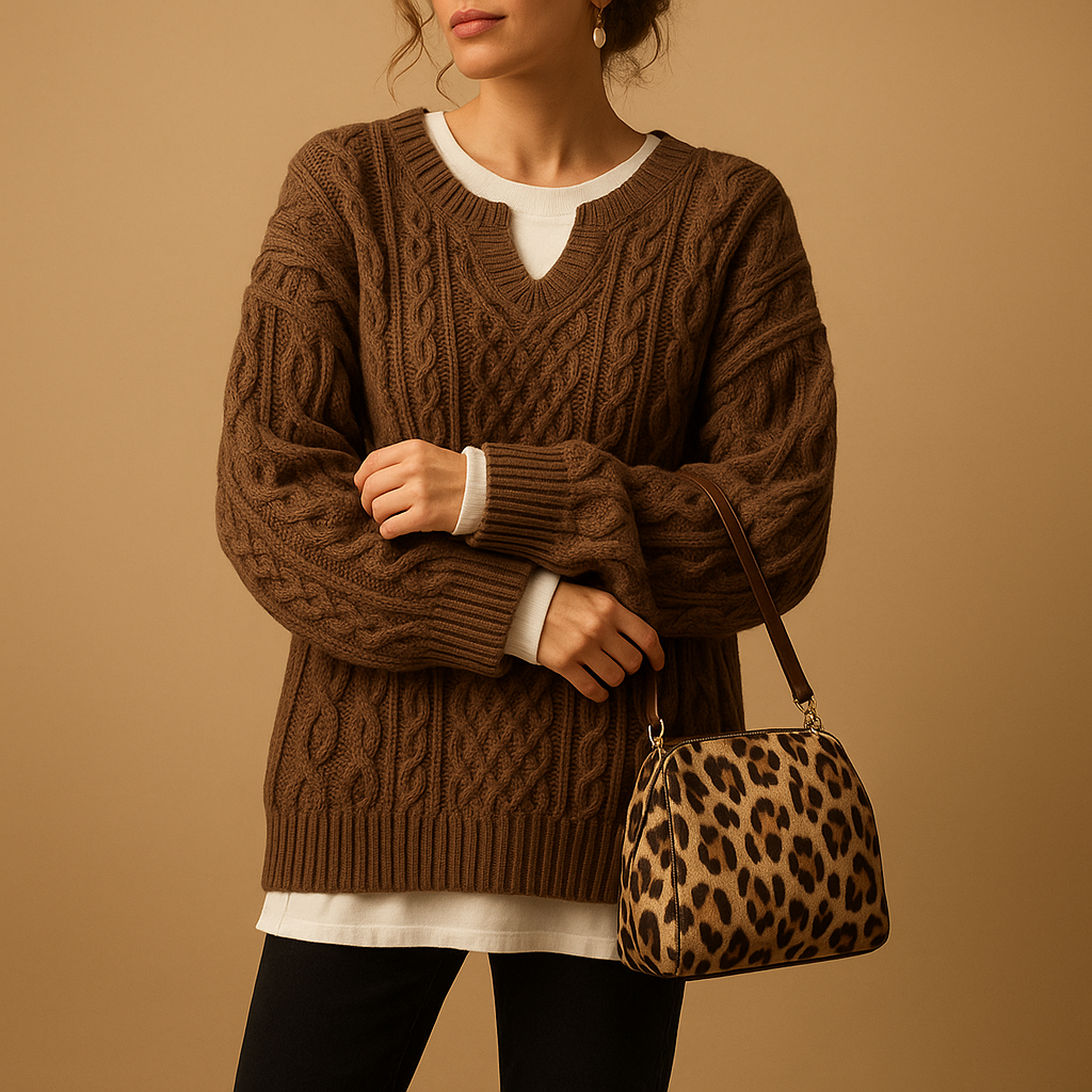 Chunky Oversized Women's Sweater with Round Neck | Lotte