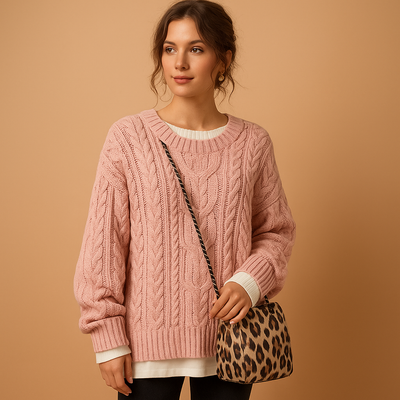 Chunky Oversized Women's Sweater with Round Neck | Lotte