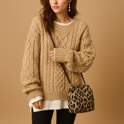 Chunky Oversized Women's Sweater with Round Neck | Lotte