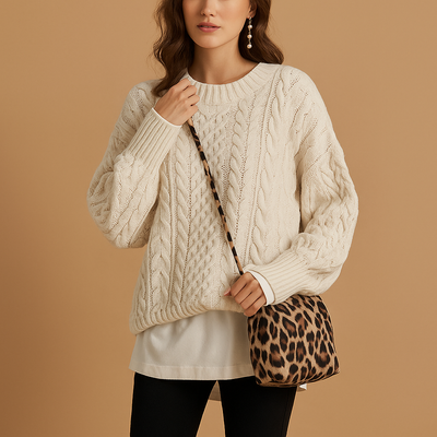 Chunky Oversized Women's Sweater with Round Neck | Lotte