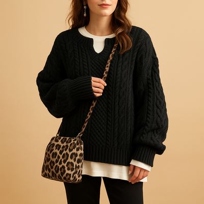 Chunky Oversized Women's Sweater with Round Neck | Lotte