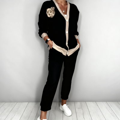 🔥Limited-time offer-Women’s Casual V-Neck Top & High Waist Pants 2-Piece Set