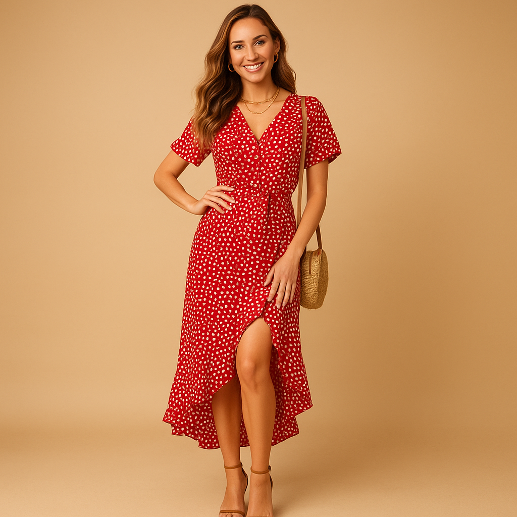 Playful Print Wrap Dress for Women | Mila