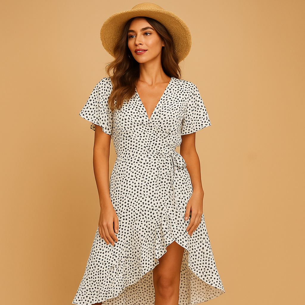 Playful Print Wrap Dress for Women | Mila