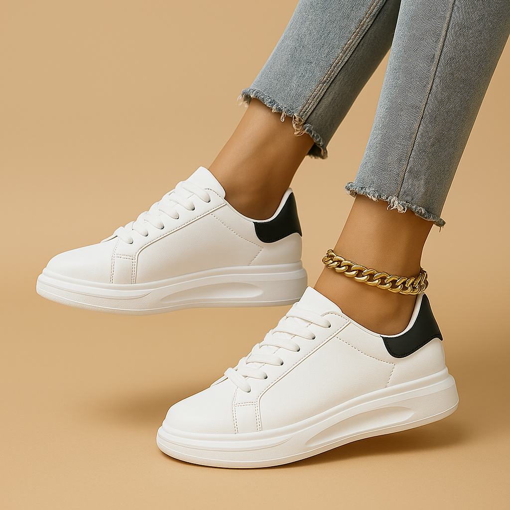 Jinte Women's Minimalist White Leather Sneakers