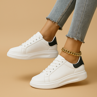 Jinte Women's Minimalist White Leather Sneakers