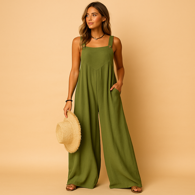 Yara Women's High-Waisted Wide-Leg Summer Jumpsuit
